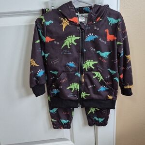 Dinosaur Print Hoodie and Pants Set